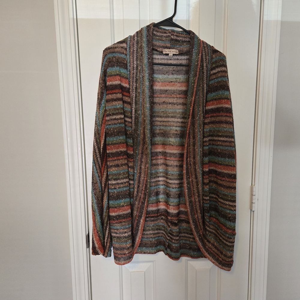 Striped Multicolor Open Cardigan